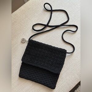 The Sak, over the shoulder purse in black knit, EUC